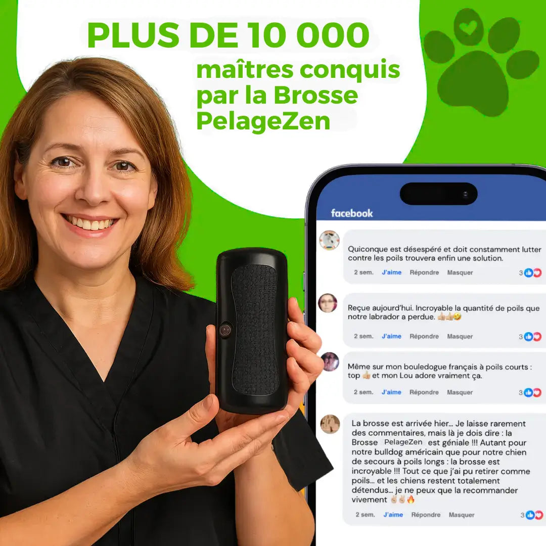 Brosse PelageZen – Élimine 95 % des poils en 2 minutes